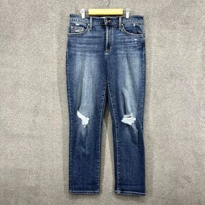 Joe's Straight Denim Jeans Women's Size W 28‎ Blue Mid Rise 5-Pocket Distressed